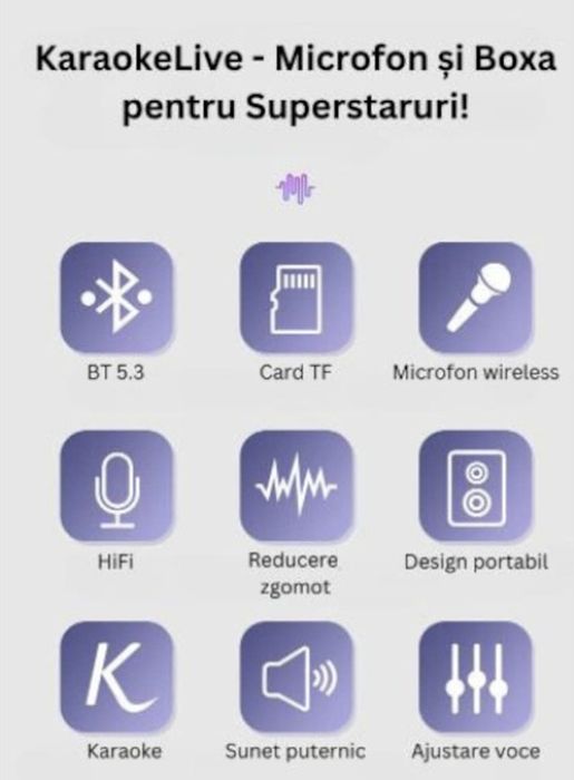 Boxa/Mini aparat de karaoke, cu 2 microfoane wireless pentru copii si