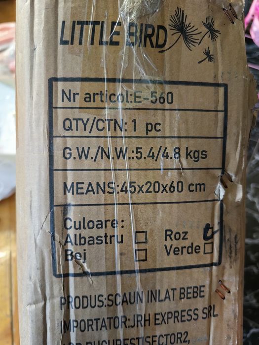 Scaun de masa bebe , LITTLE BIRD , albastru /roz