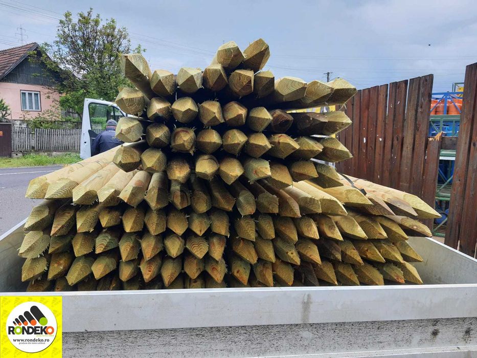 Stalpi de Gard din Lemn Rotund Tratat in Autoclava sau Natur