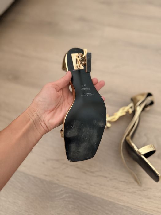 Луксозни златисти сандали на ток YSL Opyum