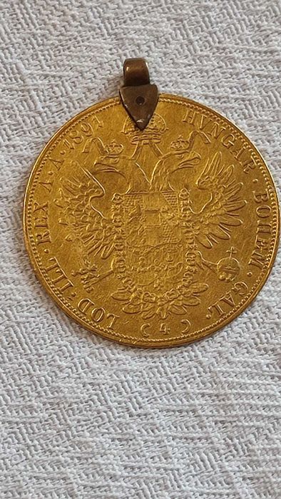 Златна австрийска монета 4 дуката Франц Йосиф 1891