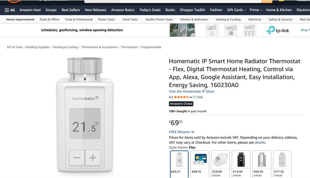 Termostat inteligent pentru calorifer Homematic IP - Flex 160230A0