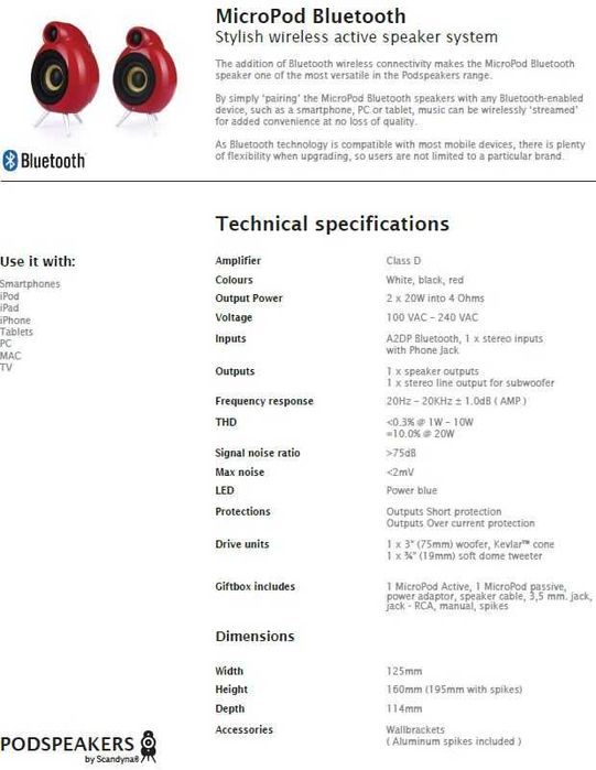Boxe active Bluetooth MicroPod Scandyna PS13311