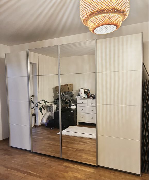 Dressing/Dulap 270/212/68 cm 4 usi culisante alb/oglinda