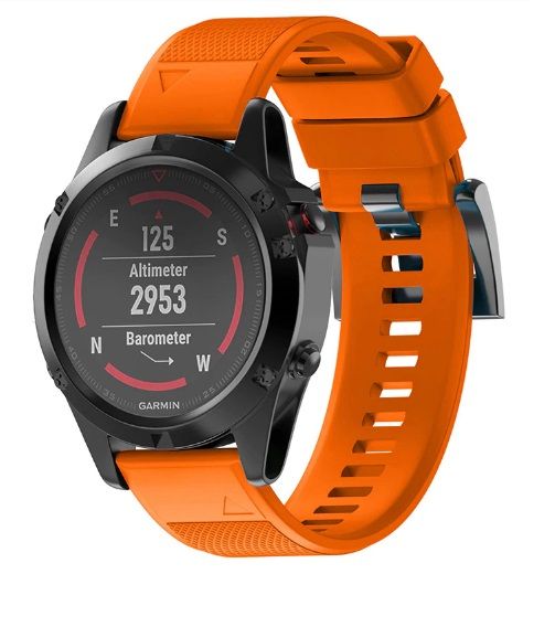 Curea silicon Garmin 26mm quick fit Fenix 8x 7x 6x 5x portocaliu