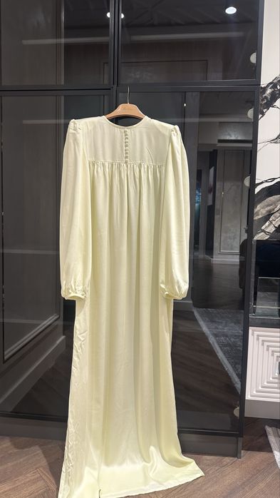 Шелк/хлопок платье лимоного цвета