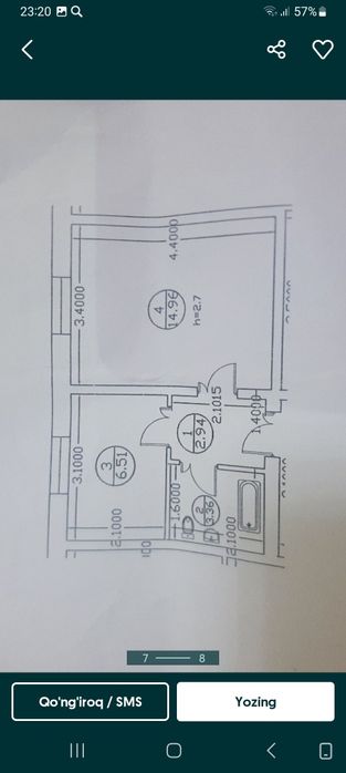 Yangiyerda 1-xona dom sotiladi.