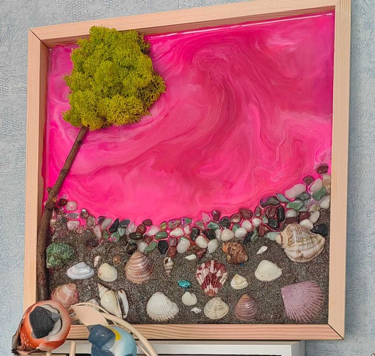 Пано от епоксидна смола розово море
