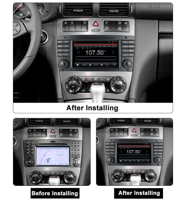 Navigatie Android 14 Mercedes C Calss W203 Carplay Youtube + CAMERA