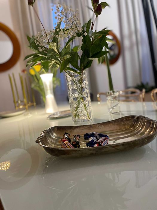 tava fructiera servit argintata  art deco veche  decor design WMF