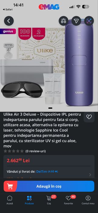 Vand aparat de epilat ULIKE Air 3 nou nefolosit niciodata!