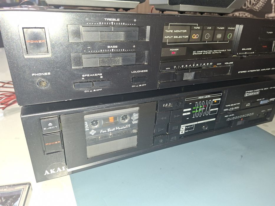 Linie Hi-Fi Akai A201, made in Japan, 1986, deck + amplificator integrat