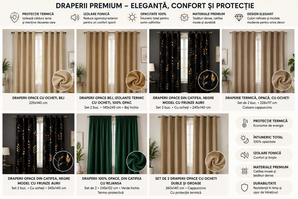 Draperii si perdele premium - Modele noi, stoc LIMITAT - preturi bune. Branduri premium precum Deconovo, Pony Dance