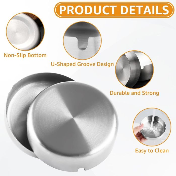 Set 56 scrumiere inox, diametrul de 8 cm