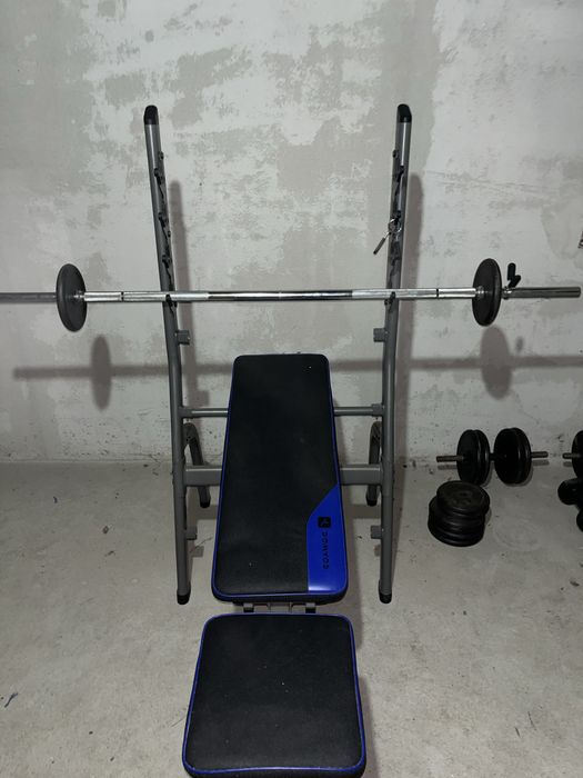 De vanzare banca pentru piept  cu tot cu bara si gantere detali pv