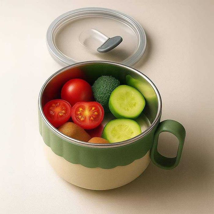 Кутия за храна с капак и дръжка – неръждаема стомана