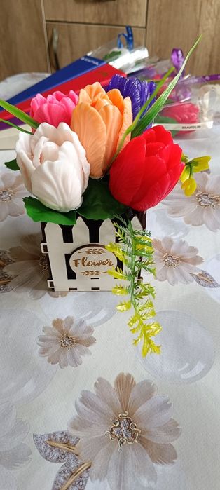 Букеты и цветы из мыла. Подарки Гуллар совунли.