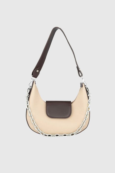 НОВО! ЛИКВИДАЦИЯ! Дамска чанта хобо в цвят бежово и кафяво