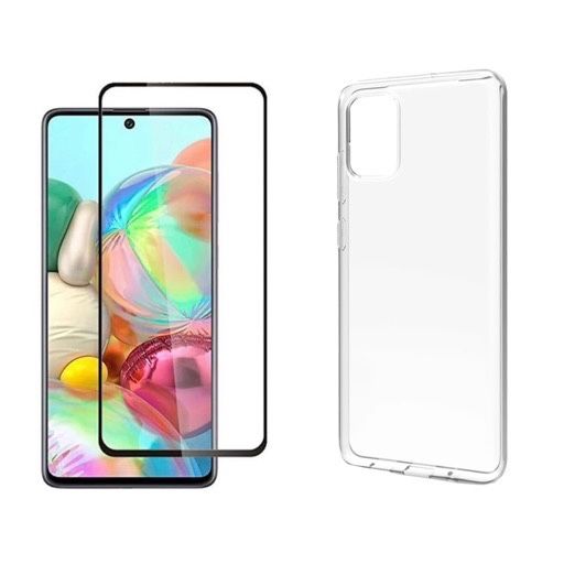 Samsung A21s/A23/A34/A25/A24/A26/A36/A37 Husa Silicon Clear Black Guard + Folie Sticla Curba
