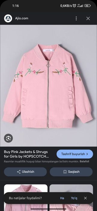 Qizlar uchun yoz kuz bahor uchun kurtka