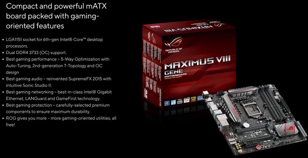 Дъно Дънна платка ASUS Z170 Maximus VIII GENE 1151 DDR4 OVERCLOCK