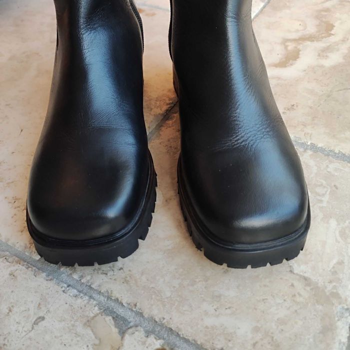 Стилни дамски високи ботуши, естествена кожа, размер 40