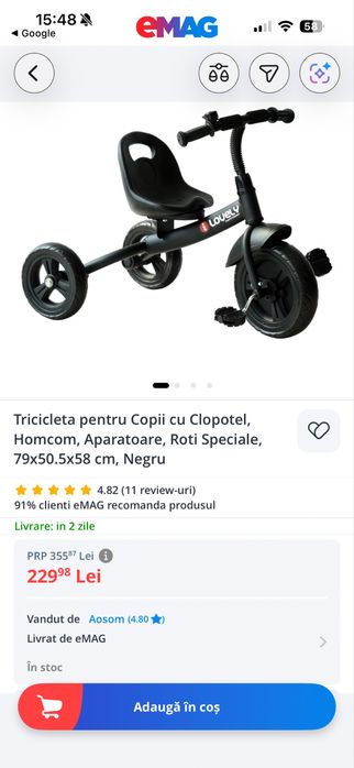 Vand tricicleta foarte putin utilizata