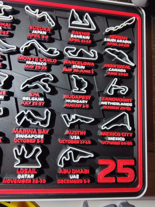 3D print calendar f1 2025