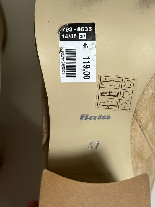BATA botine beige, cu toc