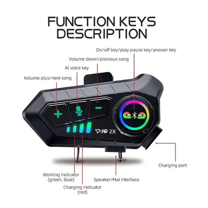 Комплект от 2 броя Слушалки за Каска , Bluetooth, Интерком, intercom