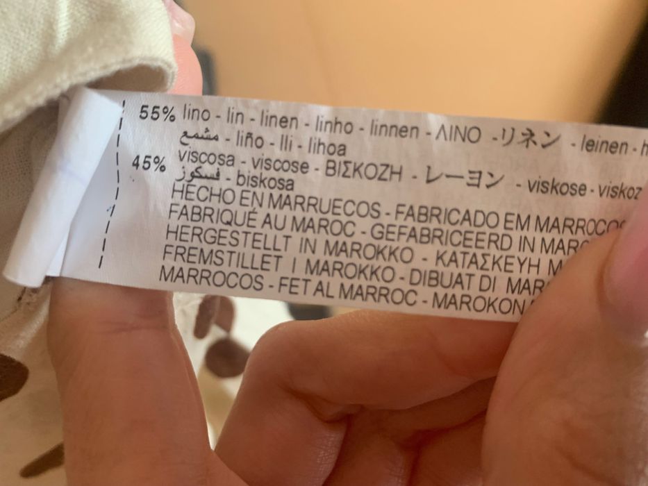 Дамска блуза Zara с десен точки, размер М/L, лен и памук