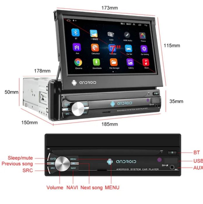 1 DIN Универсална мултимедия Android  GPS навигация