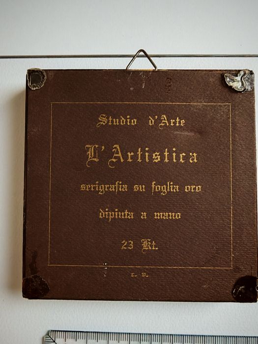 Lot 4 tablouri italiene cu foiță de aur 23K/24K, înrămate, cu certificate