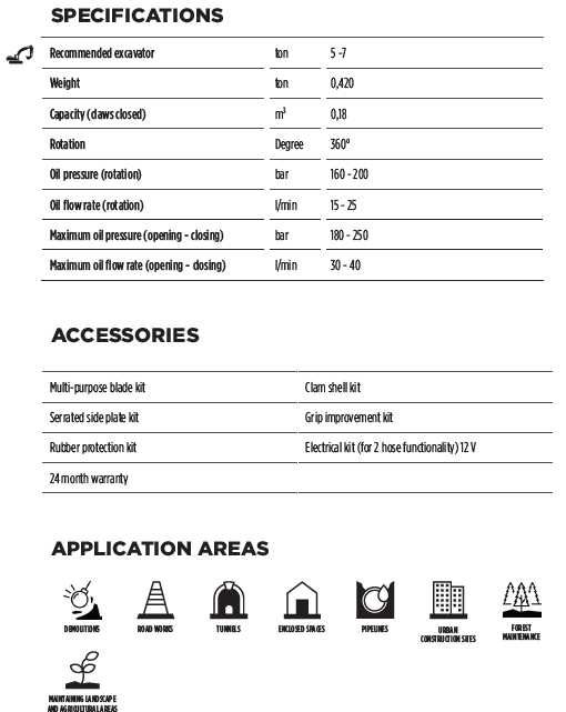 Cleste rotativa MB Crusher MB-G500 pentru excavator 5-8 ton