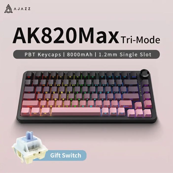 Новая! Беспроводная игровая клавиатура Ajazz ak 820 Max Plus ТОРГ