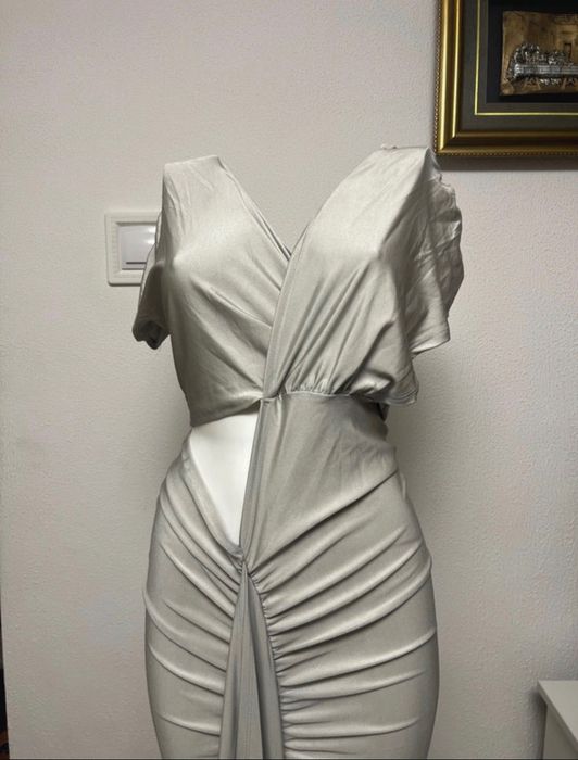 Rochie damă gri lungă