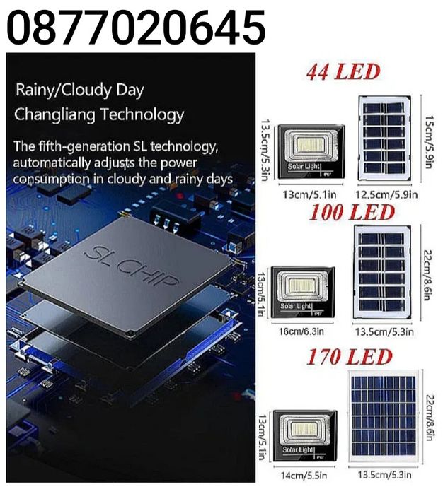 LED Соларен прожектор 100W,150W,200W,400W,600W,800W с отделен панел