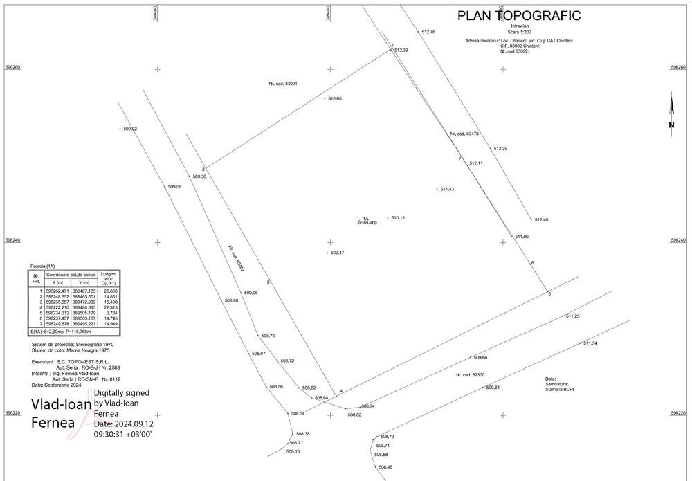 PF vand teren intravilan 843 mp Chinteni cu CU de construire pt Duplex