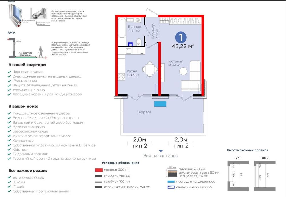 1 компания 45м² NRG BI Ботаника сарои новомтройка