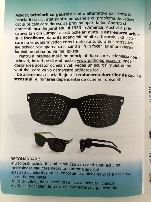Oferta ochelari pinhole toc gratis