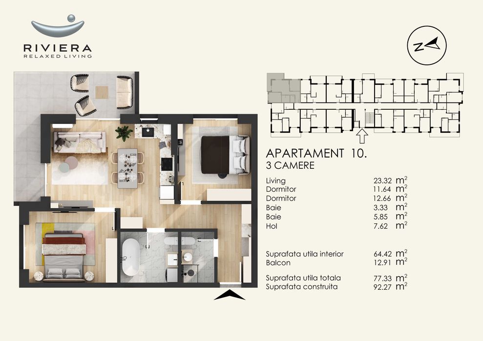 Apartament cu 3 camere de vanzare - RIVIERA ORADEA