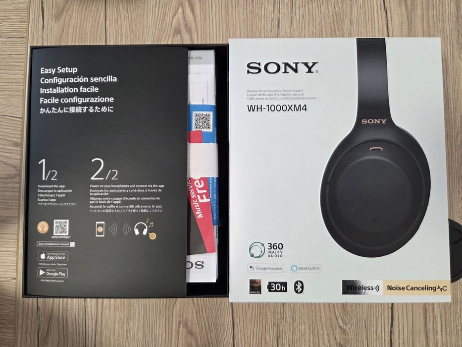 Casti Sony WH-1000XM4B negre, nefolosite, garantie Altex