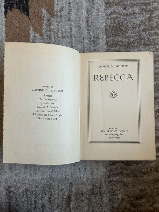 Carte veche Rebecca - Daphne du Maurier (1939, Doubleday Doran, lim. engleza)