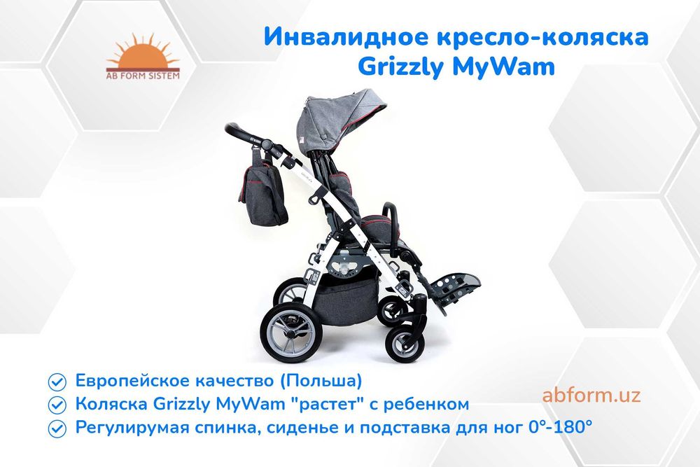 Коляска для детей с нарушениями опорно-двигательного аппарата Grizzly