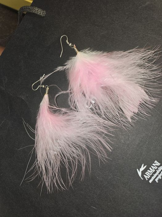 Розови пера обеци