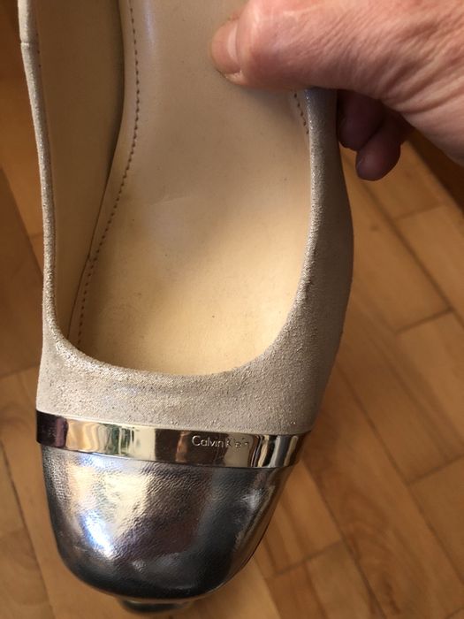 Pantofi toc, Calvin Klein, argintii, 40