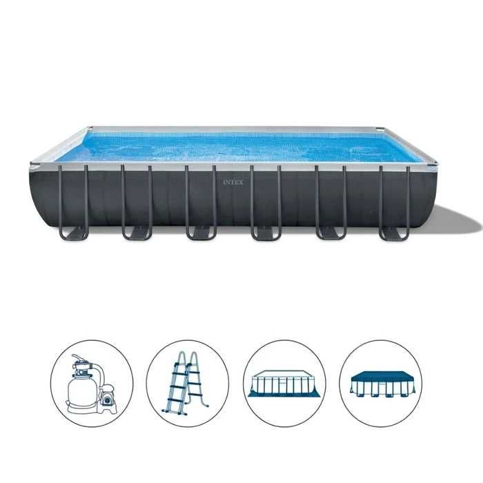 Set Piscina supraterana Intex Ultra Metal 732 x 366 x 132 XTR + panouri încălzire ozeSolar + Aspirator automat intex zx300