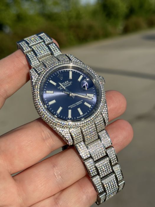 ceas rolex datejust pave 41,mm blue dial