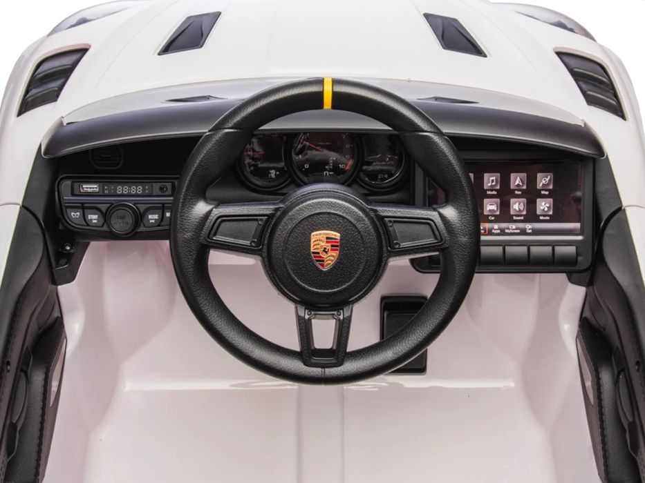 Porsche spyder rs 12v – детска акумулаторна кола, бяла, eva гуми