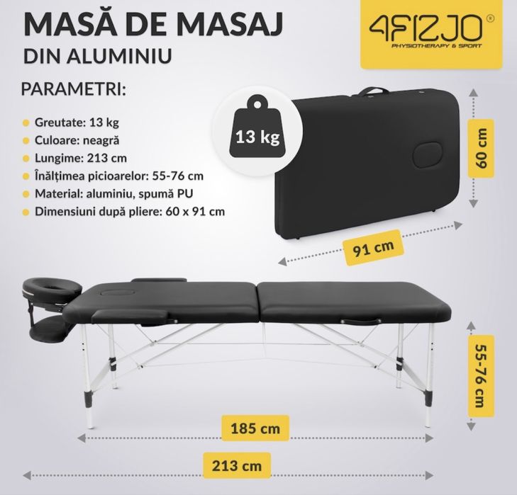 Masa de masaj din aluminiu